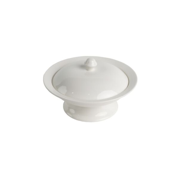 زبدية فاولي بورسلان مع غطاء - أبيض