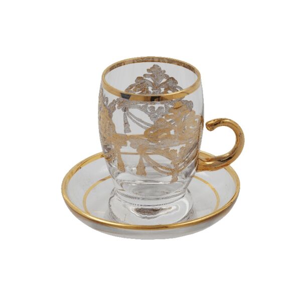 طقم بيالات شاي اوليفر - ذهبي وفضي