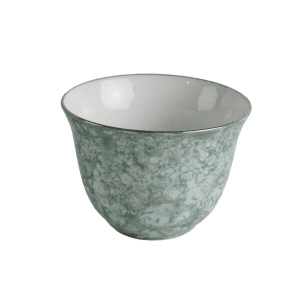 طقم قهوة عربية ستة قطع - اخضر وفضي