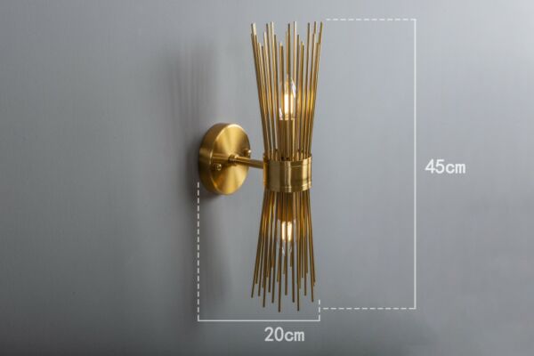 إضاءة جدارية أعواد لمبتين إي 27 ذهبي