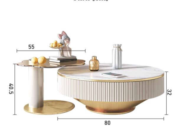 طاولة قهوة جولدن روزي قطعتين - أبيض وذهبي