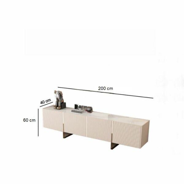 طاولة تلفزيون رخام مارجلاس - أبيض وذهبي