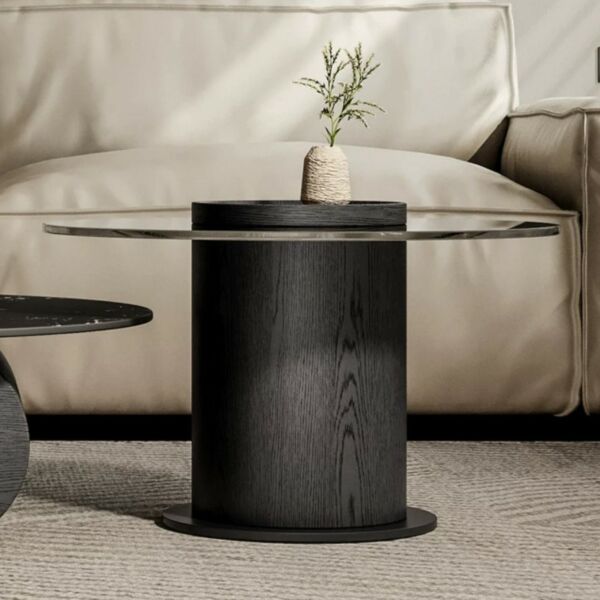 طاولة قهوة رخام صناعي من قطعتين سيليزيا - اسود