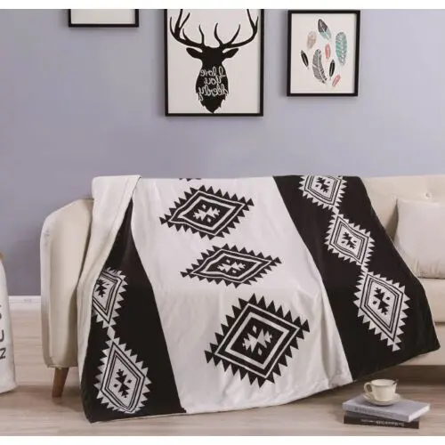 بطانية مفرد مخمل فرو مطبوع 130×160 - اسود