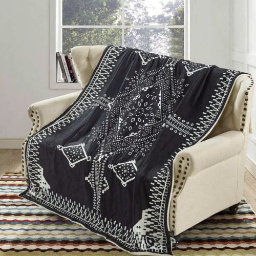 بطانية مفرد مخمل فرو 130×160 - اسود وابيض