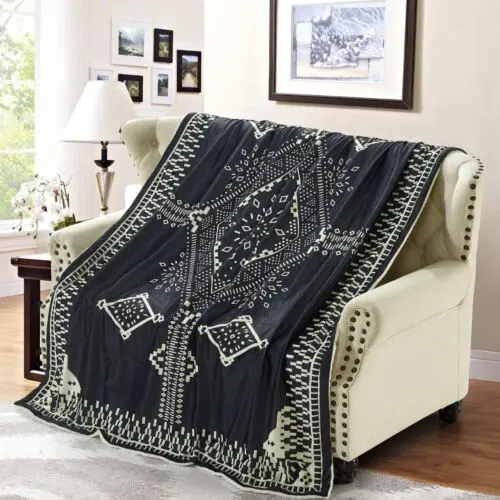 بطانية مفرد مخمل فرو 130×160 - رمادي غامق وسكري