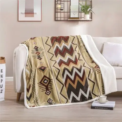 بطانية مفرد مخمل فرو مطبوع 130X160 - بيج غامق