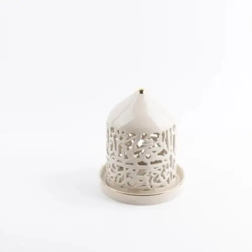 شمعدان الكتروني حجم وسط من جوار - بيج و ذهبي