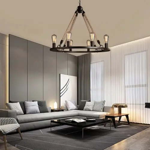 علاقي مودرن حبال ريفي اسود سداسي E27x6L
