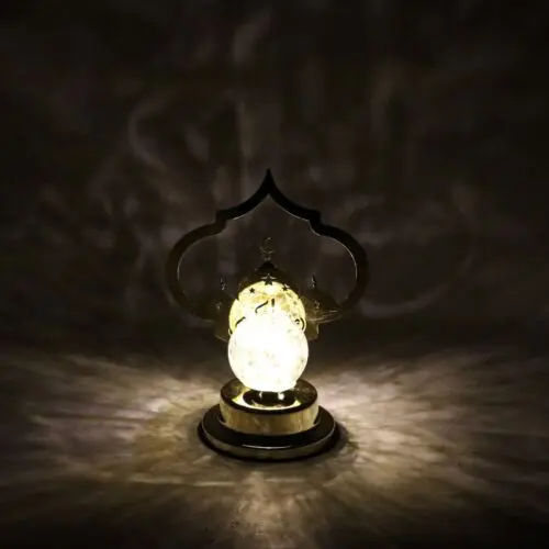 مجسم تحفة الكرة المضيئة استيل بإضاءة ليد ذهبي