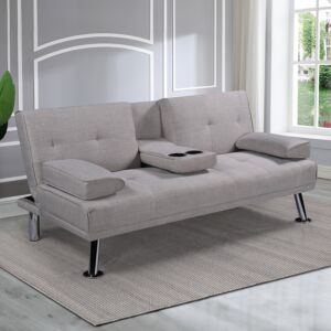 كنبة سرير قماش 3 مقاعد مع حاملي أكواب من ليندا