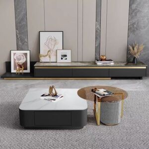 طاولة قهوة كوادرادو قطعتين - أسود ومتعدد الألوان