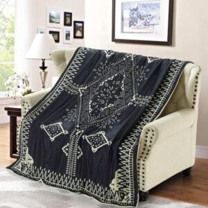 بطانية مفرد مخمل فرو 130×160 - رمادي غامق وسكري