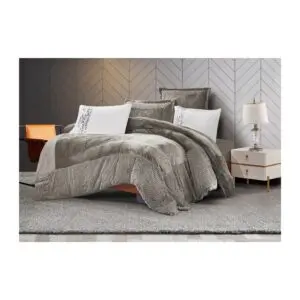 لحاف كينج مخمل ناعم 6 قطع - رمادي