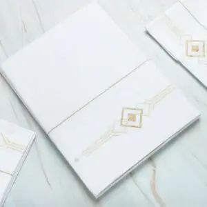 طقم غطاء سرير 200 غرزة 6 قطع دايموند - أبيض