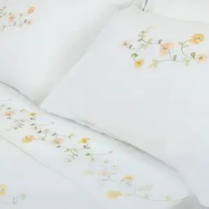 طقم غطاء سرير 200 غرزة 6 قطع باستل فلاور - ابيض