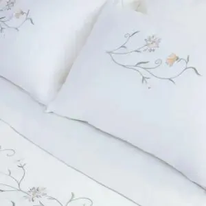 طقم غطاء سرير 600 غرزة 6 قطع ستايل فلاور - ابيض