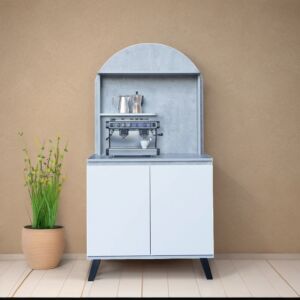 ركن قهوة خشب ماليزي سيفتاب - رمادي وأبيض