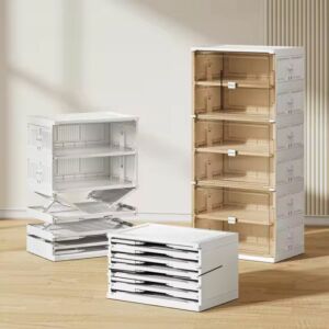 خزانة احذية بلاستيك قابلة للطي 6 رفوف - ابيض