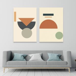 طقم لوحات جدارية خشبية ثنائية بتصميم مودرن سبوتس