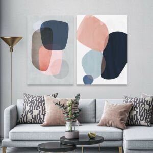 طقم لوحات جدارية خشبية ثنائية بتصميم مودرن سوفت كولرز