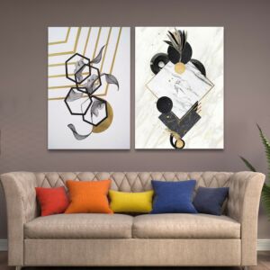 طقم لوحات جدارية خشبية ثنائية بتصميم مودرن دريم شيبس