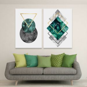 طقم لوحات جدارية خشبية ثنائية بتصميم مودرن بلانت شيبس