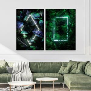 طقم لوحات جدارية خشبية ثنائية بتصميم مودرن بلانتز 