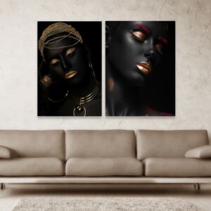 طقم لوحات جدارية خشبية ثنائية بتصميم مودرن كوينز