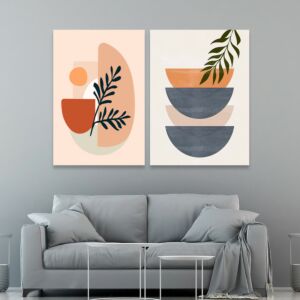 طقم لوحات جدارية خشبية ثنائية بتصميم مودرن هالفز