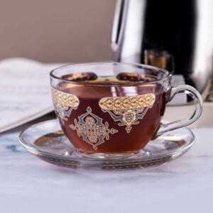 طقم أكواب شاي 6 أشخاص رايهان مذهب تيركواز 