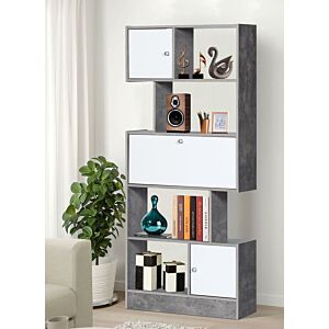 وحدة رفوف روماليا لون رمادي وأبيض