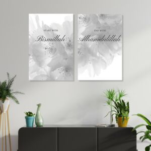 طقم لوحات خشبية كيراجا قطعتين بتصميم رسمة إسلامية-متعدد الالوان