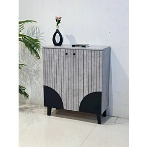 خزانة أحذية 2 باب مارفيل - رمادي واسود