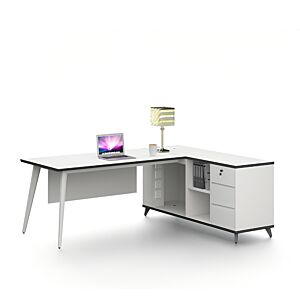 مكتب ريناز مع ملحق 200 سم-ابيض