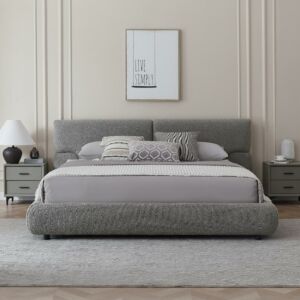 سرير كينغ بوكليه منجد 180×200 سم بوسطن - رمادي