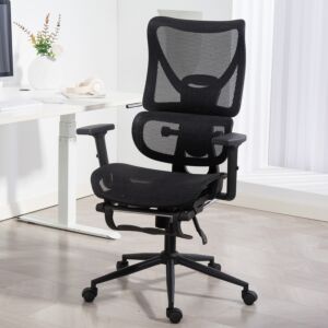 كرسي مكتب بظهر مرتفع قابل للتعديل ليزيس - اسود