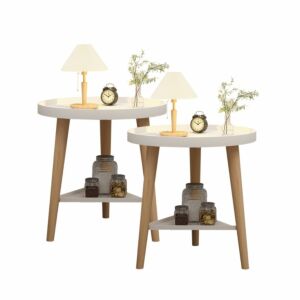 طقم طاولات جانبية استيم - ابيض