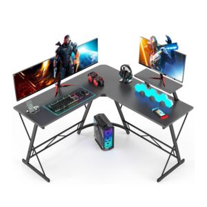 مكتب زاوية حرف L مع حامل شاشة قابل للعكس - اسود