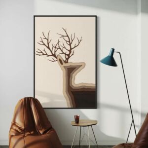 لوحة فنية شكل غزال - 70x100 سم - بدون برواز