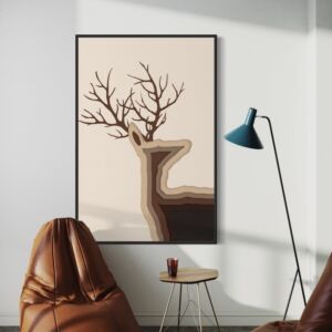 لوحة غزال باسلوب تجريدي