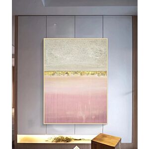 لوحة فنية تجريدية اللون الوردي - اوراق الذهب