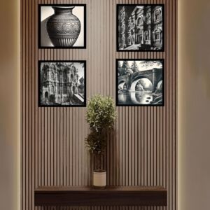 طقم لوحات فنية طباعة بورو - برواز اسود