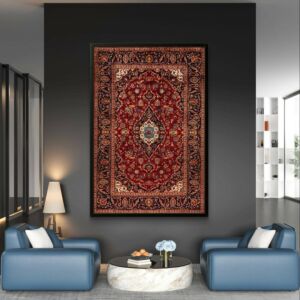 لوحة طباعة كانفس بإطار سجاد أحمر 70×120 سم - متعدد الالوان