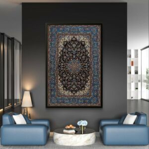 لوحة طباعة كانفس بإطار سجاد أزرق 70×120 سم - متعدد الالوان