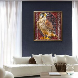 لوحة طباعة كانفس صقر بإطار 70×120سم - متعدد الالوان