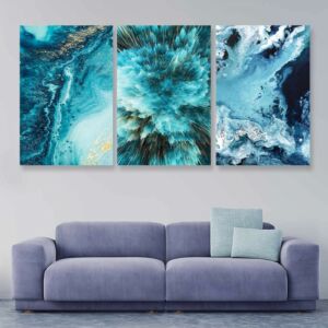 طقم لوحات جدارية فنية نارفين بتصميم عصري 3 قطع - متعدد الالوان