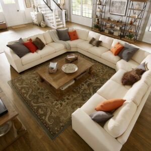 طقم كنب شكل حرف U كايلا - بيج