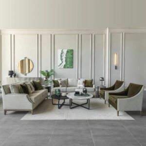 طقم كنب جريد - رمادي واخضر