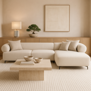 كنب زاوية حرف L سوفت سكيب - بيج فاتح